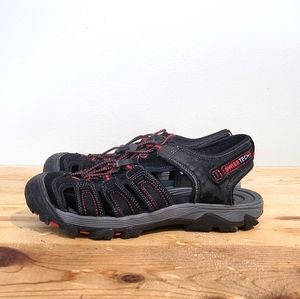 Swiss Tech Oberland Bumptoe Sandals Mens Size 7 Black Red Outdoor Hiking Shoe